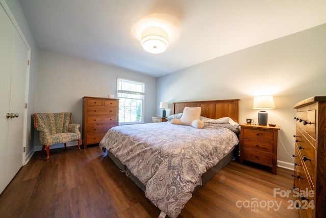 bedroom featuring dark hardwood / wood-style floors