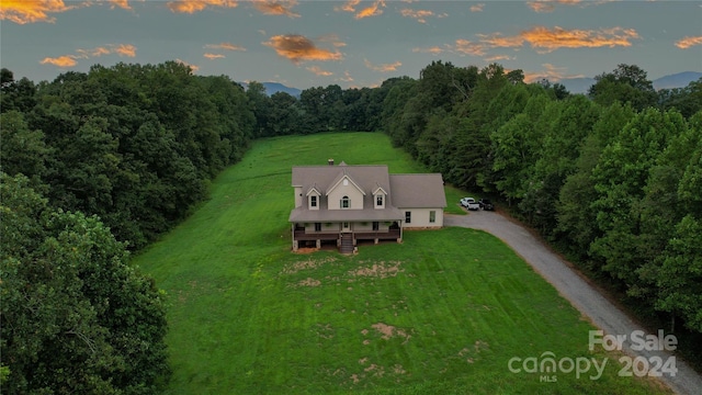 view of aerial view at dusk