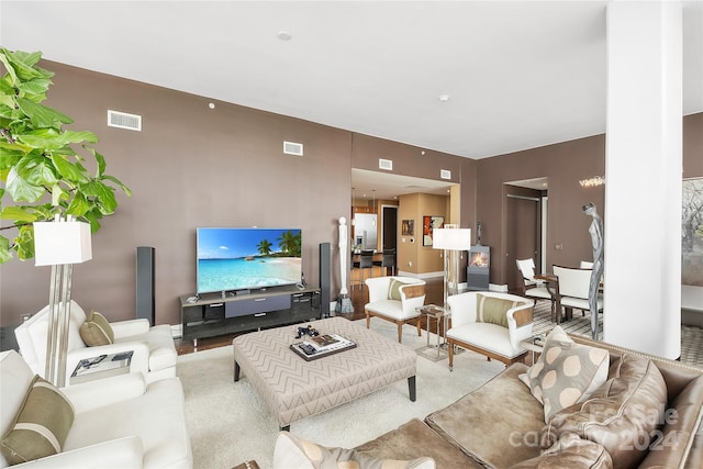 living room with hardwood / wood-style flooring