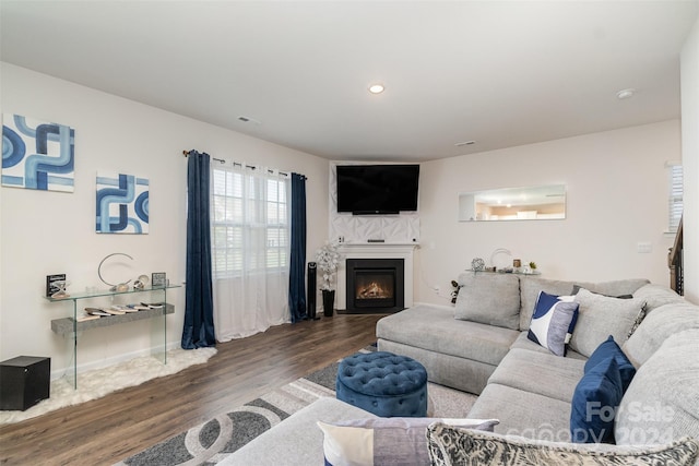 living room featuring hardwood / wood-style flooring