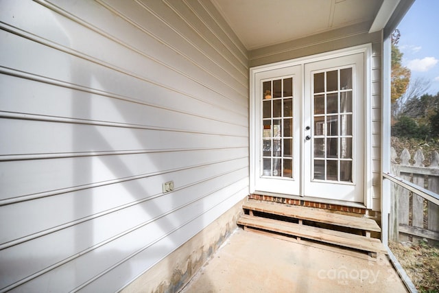 property entrance with french doors