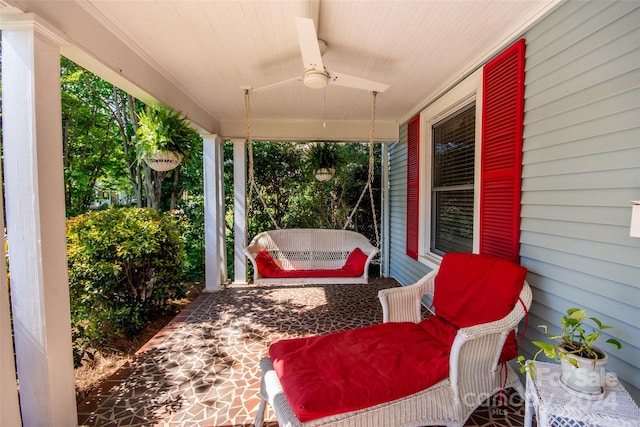 view of patio / terrace featuring ceiling fan