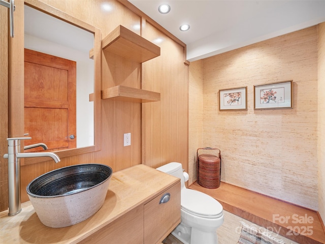 393 Deer Trail Dr, Burnsville, NC 28714 - bathroom featuring recessed lighting, vanity, and toilet