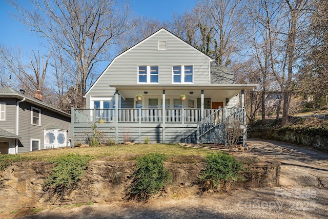 22 Kenilwood Pl, Asheville, NC 28803 - view of front of property with covered porch, stairs, and a gambrel roof