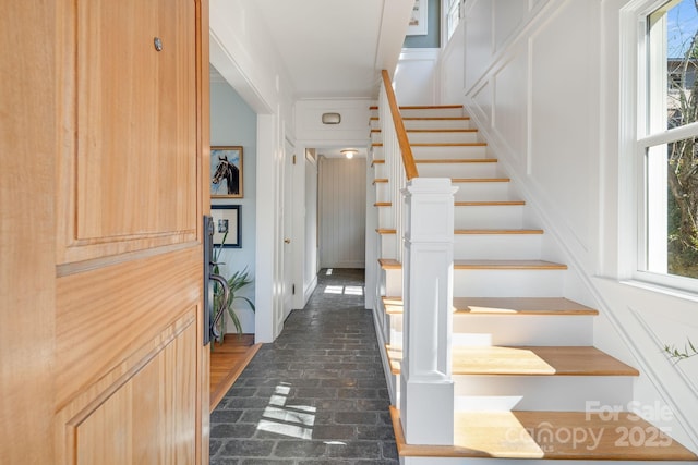 22 Kenilwood Pl, Asheville, NC 28803 - stairway featuring brick flooring and healthy amount of natural light