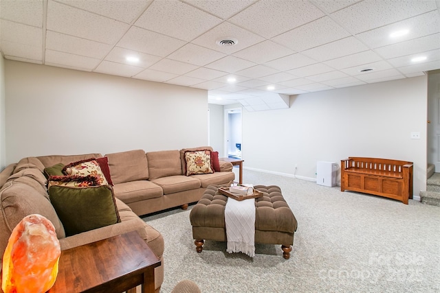 living room with carpet flooring