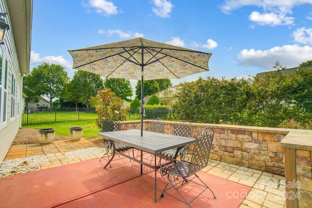 view of patio featuring outdoor dining area and a fenced backyard