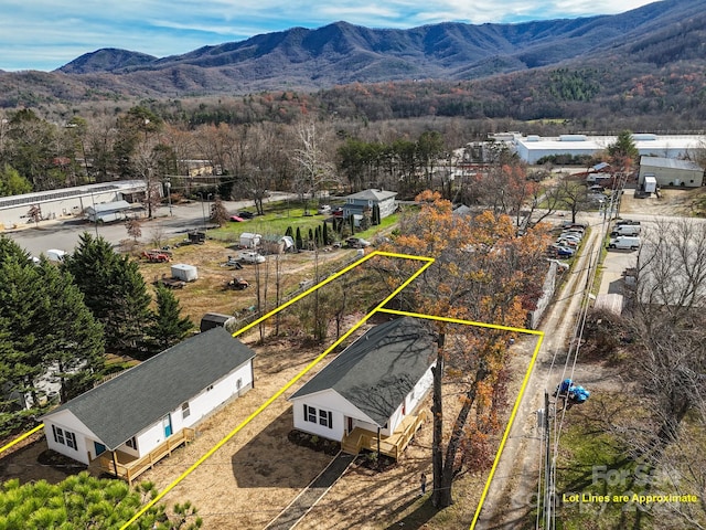 drone / aerial view with a mountain view