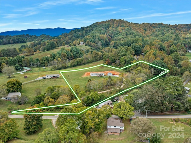 aerial view with a mountain view