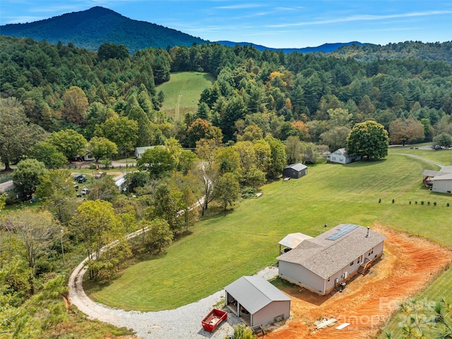 bird's eye view with a mountain view