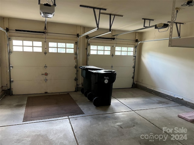 garage with a garage door opener