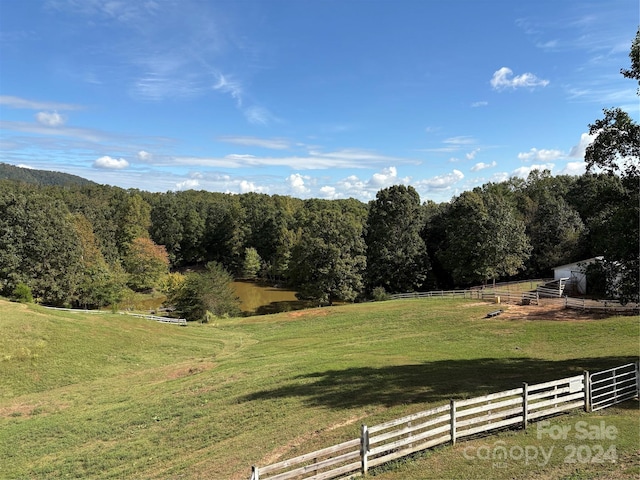 view of yard with a rural view