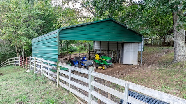 view of outdoor structure with a carport