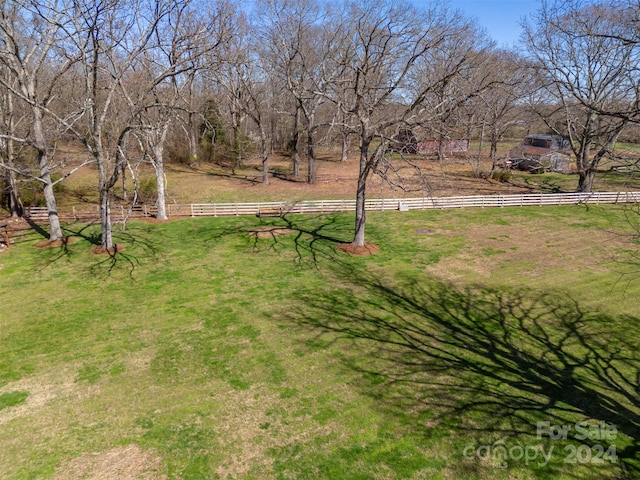 view of yard with a rural view