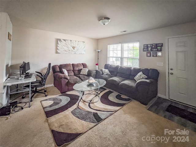 living room with carpet