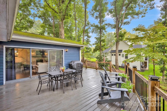 wooden terrace with grilling area