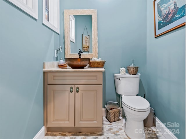 bathroom with toilet and vanity