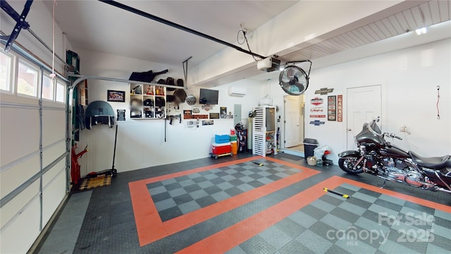 garage with a garage door opener