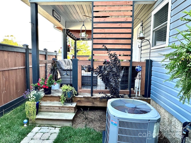 exterior details with cooling unit and fence