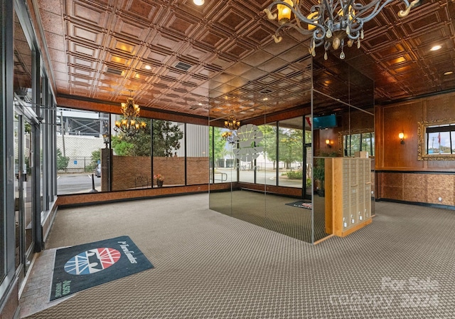 interior space featuring a notable chandelier