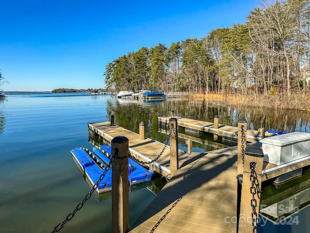 view of dock featuring a water view