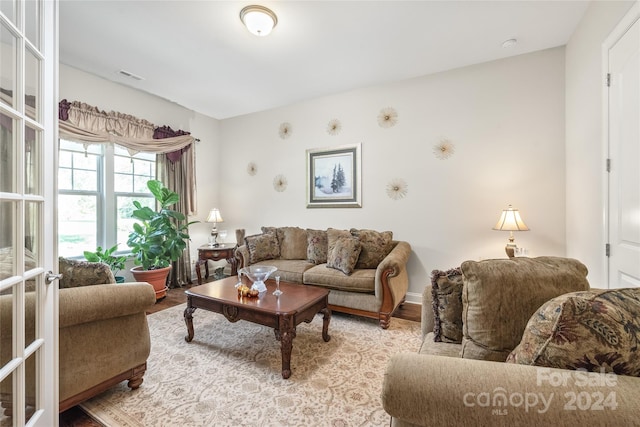 living room featuring light hardwood / wood-style floors