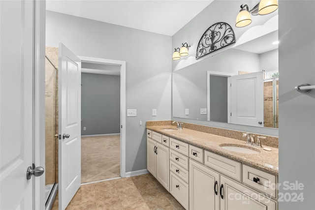 bathroom featuring vanity and walk in shower