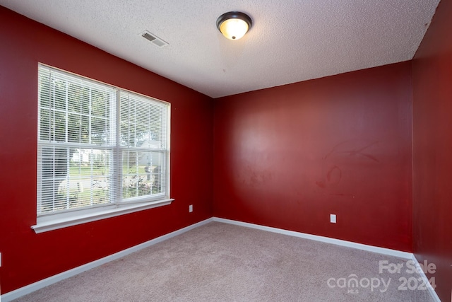 carpeted spare room featuring a textured ceiling