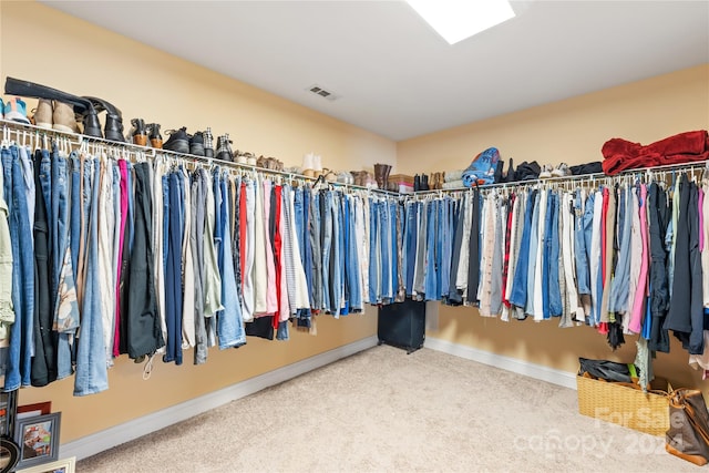 spacious closet with carpet flooring