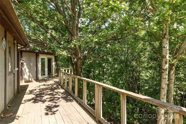 wooden terrace with french doors