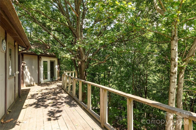 120 Pinewood Cir, Laurel Park, NC 28739 - wooden deck with french doors