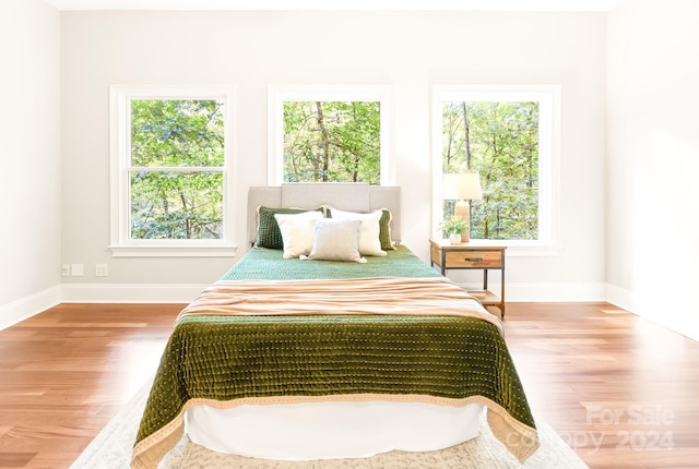 bedroom with hardwood / wood-style floors