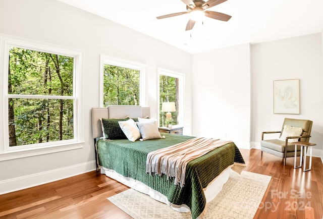 10250 Barringer Ct, Mount Pleasant, NC 28124 - bedroom featuring baseboards, wood finished floors, and a ceiling fan
