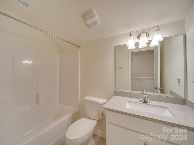 full bathroom featuring vanity, toilet, and shower / bath combination