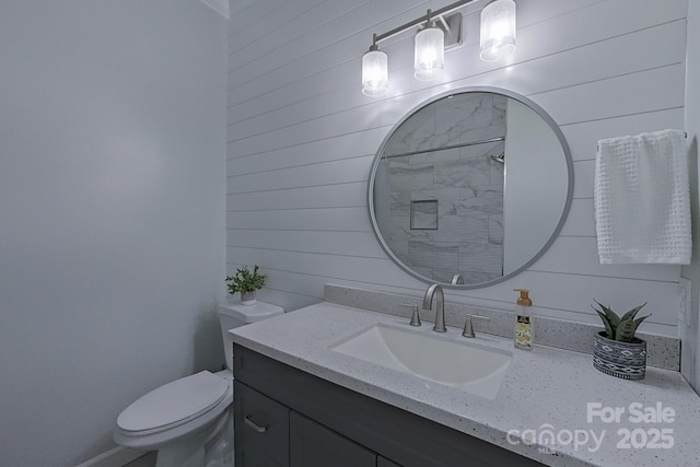 10604 Russet Pl, Charlotte, NC 28227 - bathroom with vanity and wooden walls