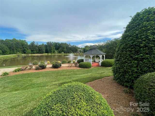 8605 Carly Ln, Mint Hill, NC 28227 - view of green lawn featuring a gazebo and a water view