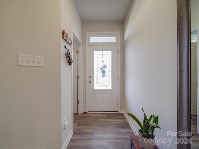 doorway featuring light hardwood / wood-style floors