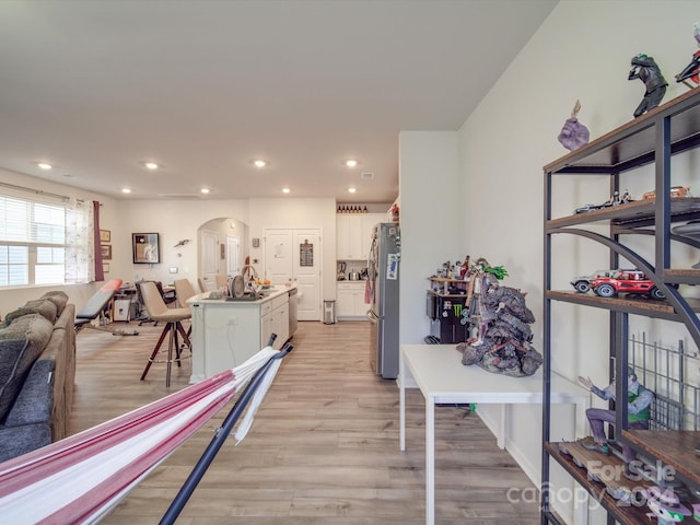 interior space with light hardwood / wood-style floors