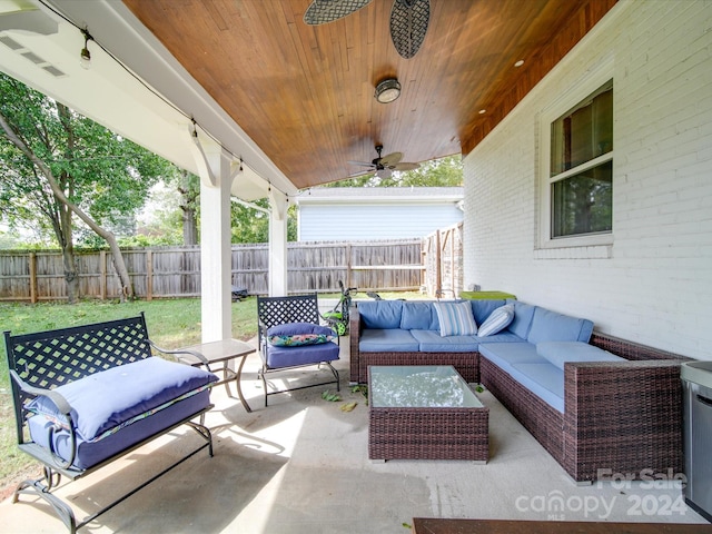 view of patio / terrace featuring an outdoor hangout area and ceiling fan