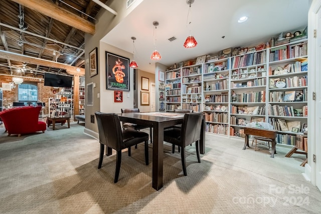 dining room with carpet floors