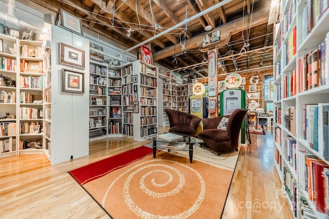 living area featuring hardwood / wood-style floors