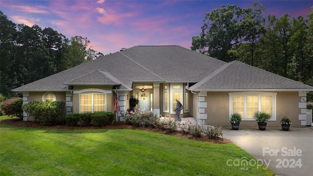 view of front of house with a lawn