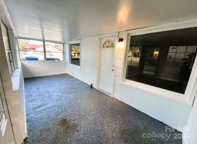 view of unfurnished sunroom