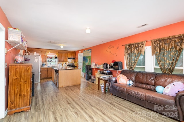 living room featuring light wood-type flooring