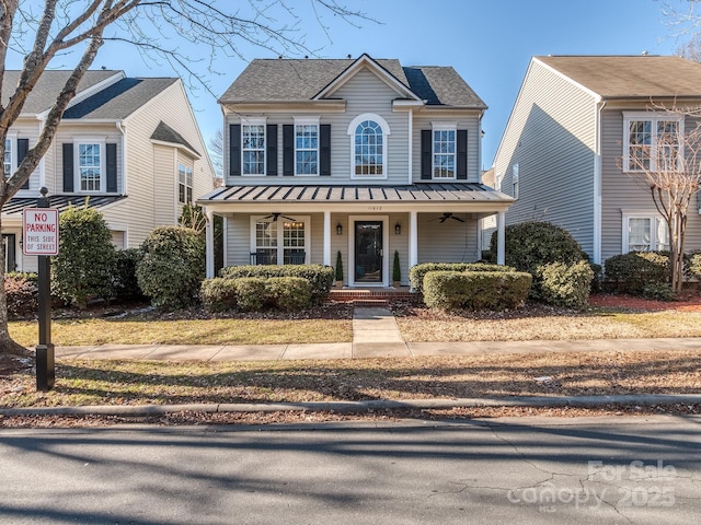 view of front of home featuring covered porch