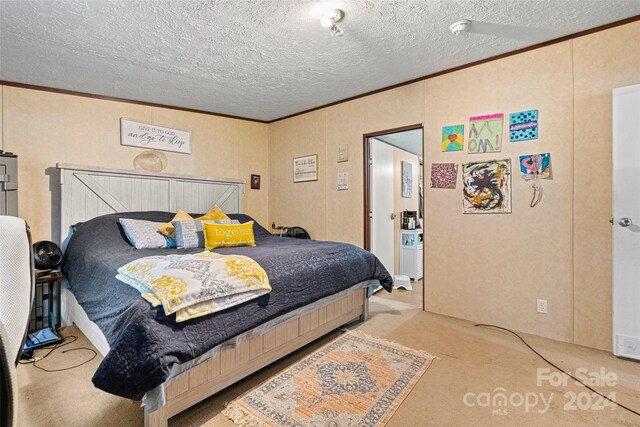 7686 Hickory Creek Dr, Denver, NC 28037 - carpeted bedroom featuring ornamental molding and a textured ceiling
