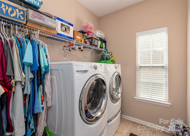 laundry area featuring washer and dryer