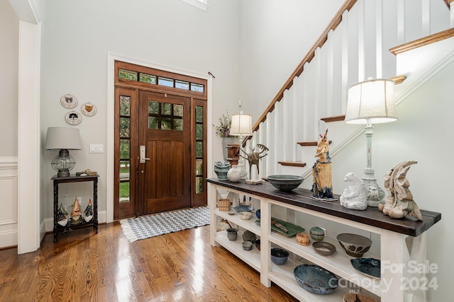 entrance foyer with wood-type flooring