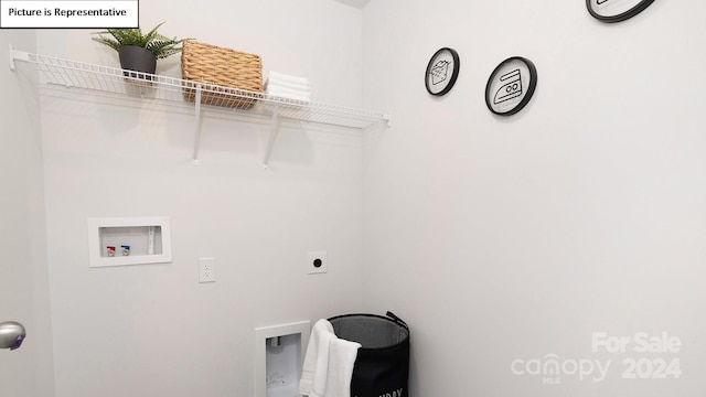 clothes washing area with hookup for a washing machine and electric dryer hookup