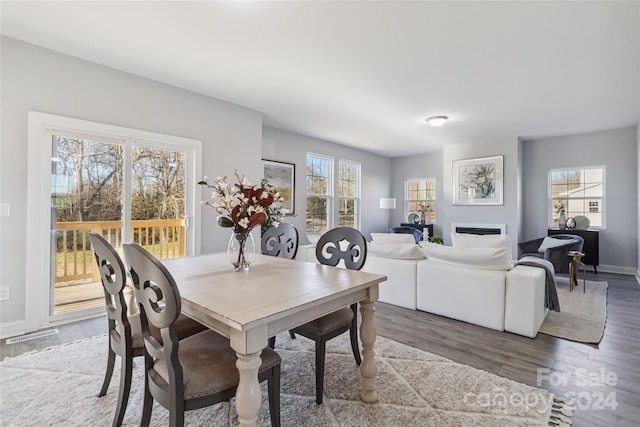 dining room with hardwood / wood-style flooring and plenty of natural light